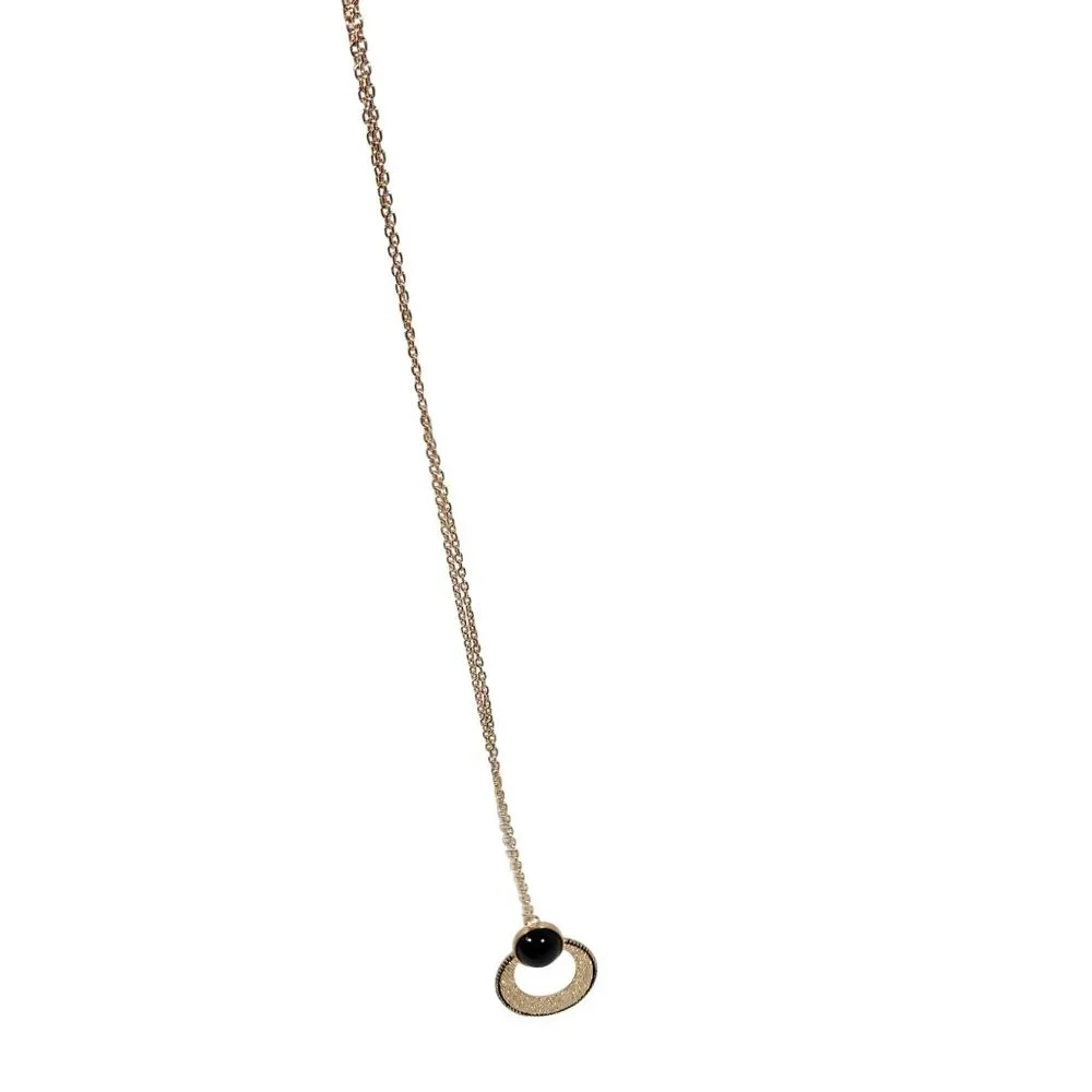 Gold and Black Oval Pendant Necklace 21 Inch‎ Adjustable Chain Medallion